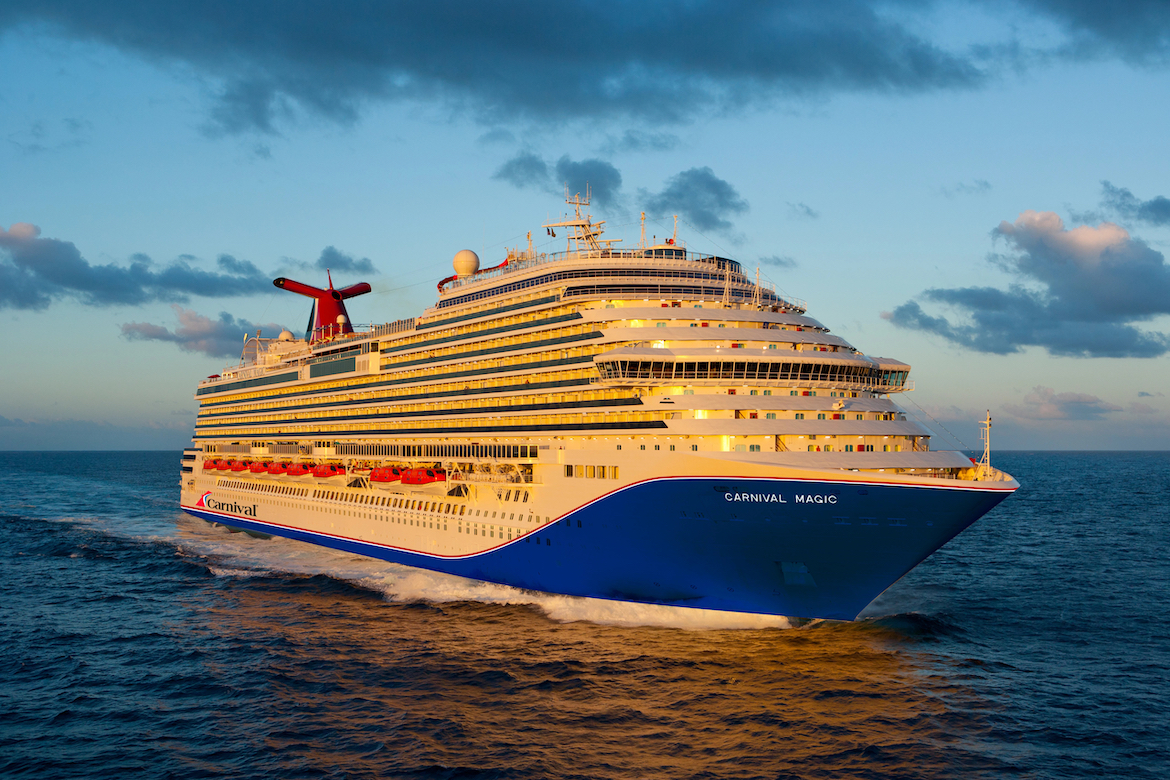 Carnival Magic Aerial with Blue Hull Livery